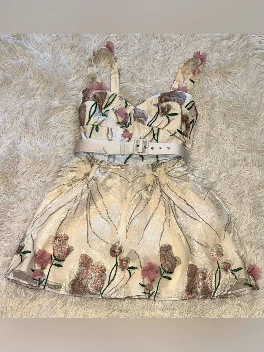 NEW Dress The Population Darby 3D Flower Fit & Flare Minidress Sz S